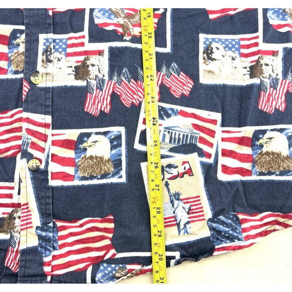 Cotton Trader Sport American Flag Button Down Short Sleeve Mens Shirt Size XL - Picture 11 of 12